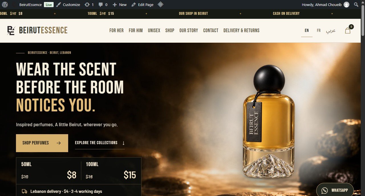 Beirut Essence · capture actuelle du site