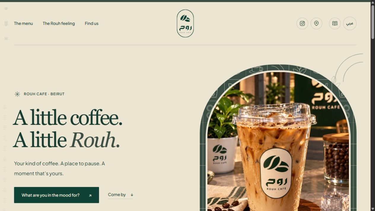 Rouh Café · capture actuelle du site